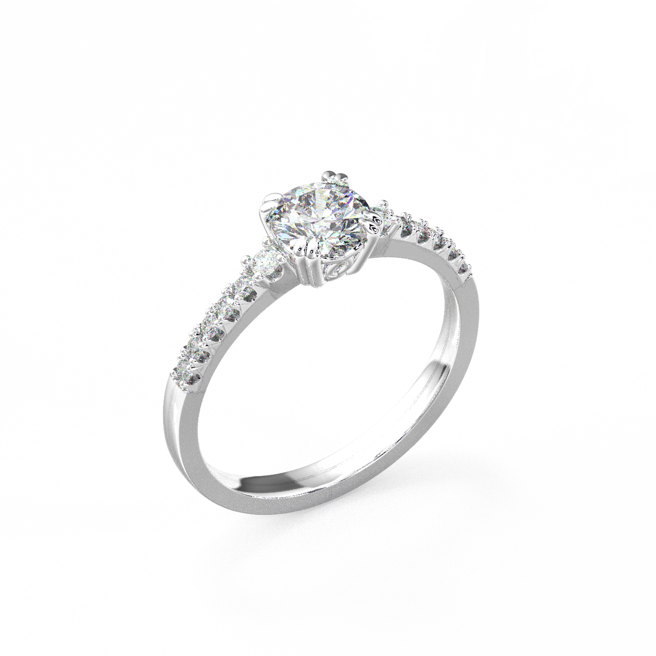 Double Claw Diamond Sidestone Ring-Sivana Diamonds