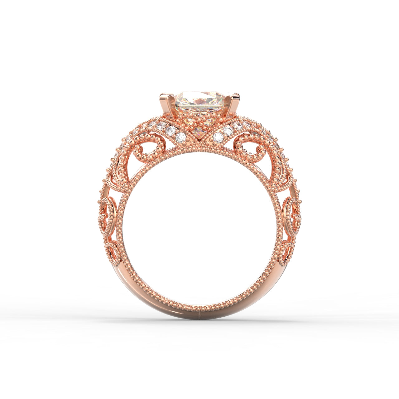 Baroque Milgrain Vintage Styles Engagement Ring-Sivana Diamonds