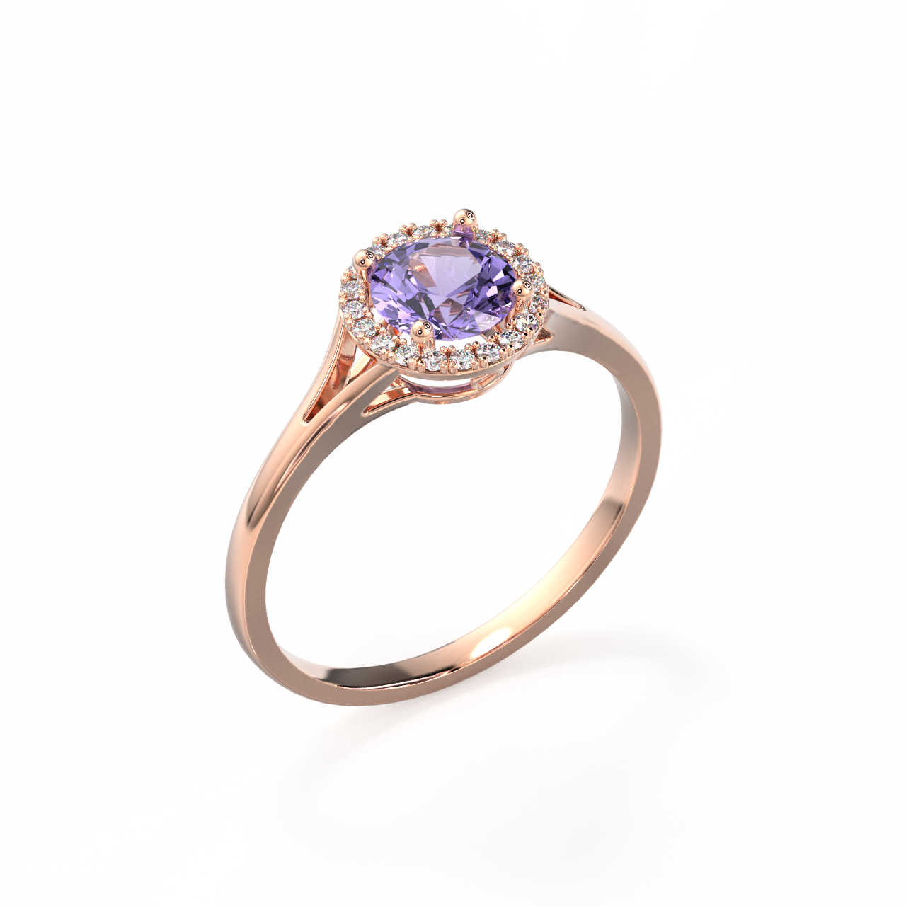 Classical 4-Claw Halo Split-shank Tanzanite Ring SFTJ18-Sivana Diamonds