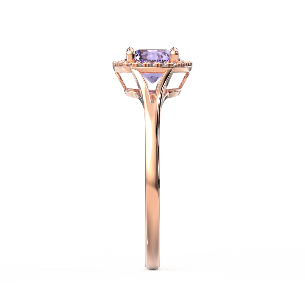 Classical 4-Claw Halo Split-shank Tanzanite Ring SFTJ18-Sivana Diamonds