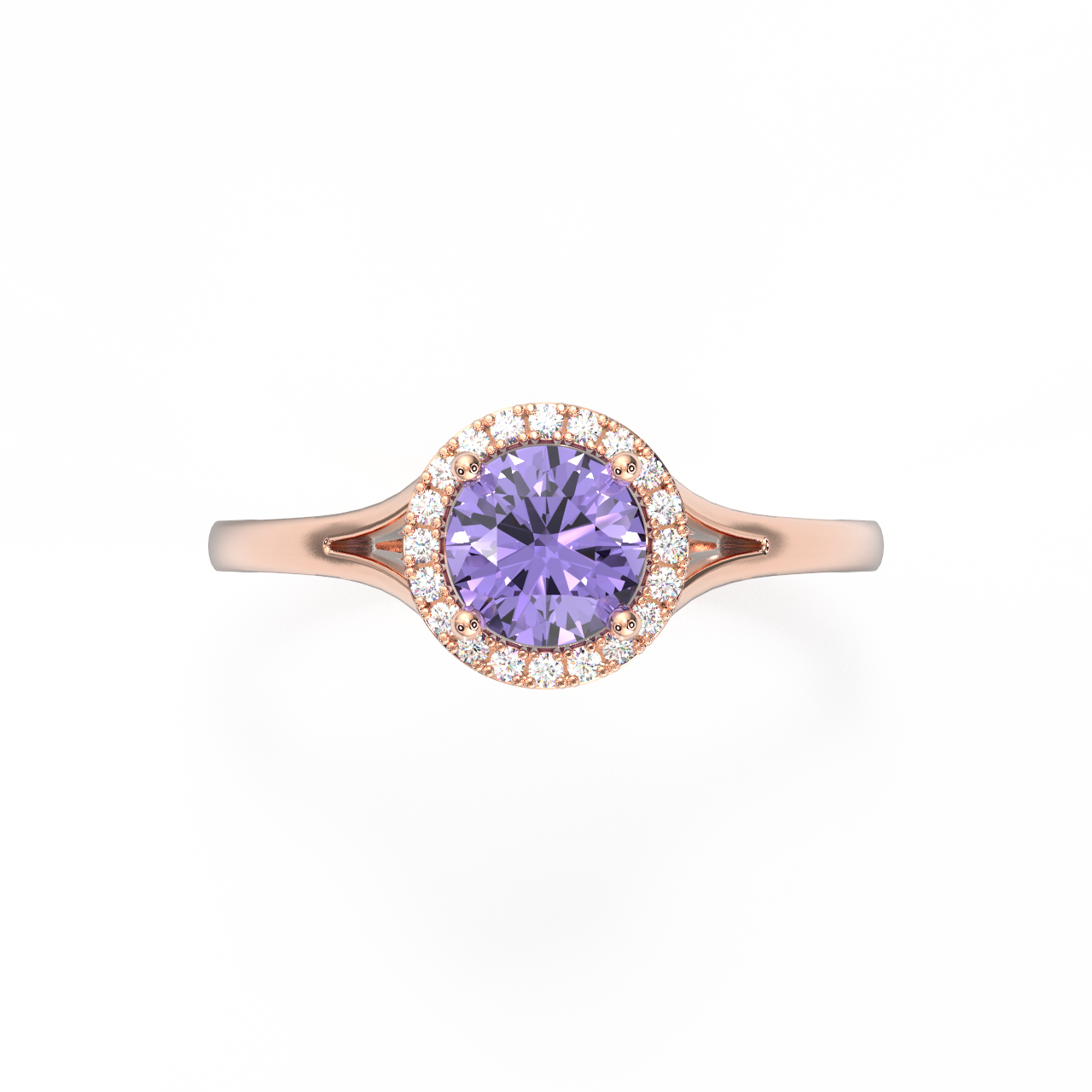 Classical 4-Claw Halo Split-shank Tanzanite Ring SFTJ18-Sivana Diamonds