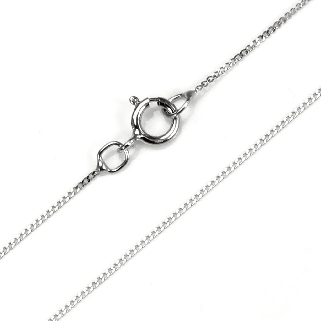 18ct White Gold Baby Curb Chain (45cm)-Sivana Diamonds