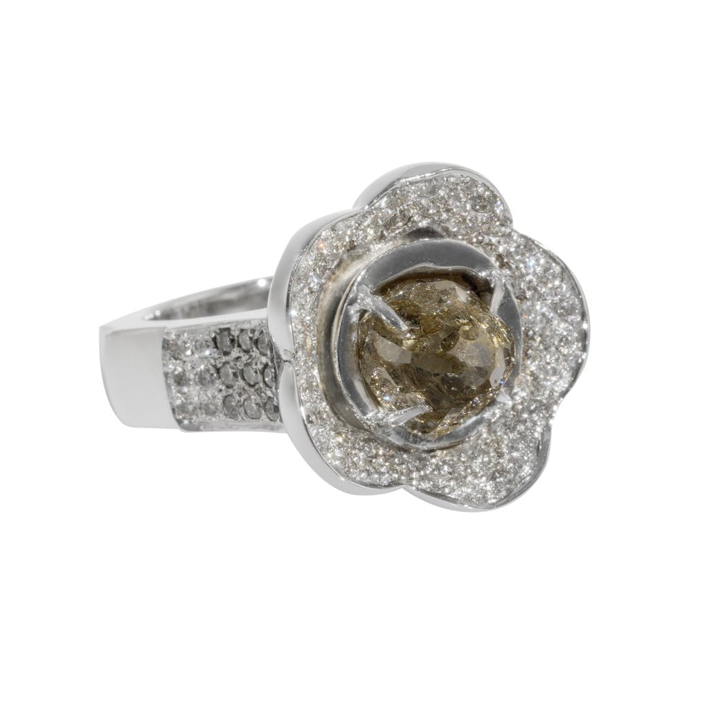 White Gold Flower Ring-Sivana Diamonds