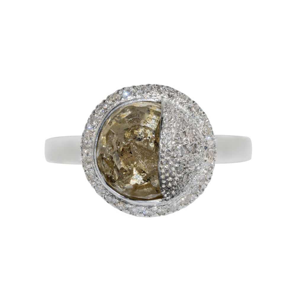 Half Capped White Gold Ring-Sivana Diamonds