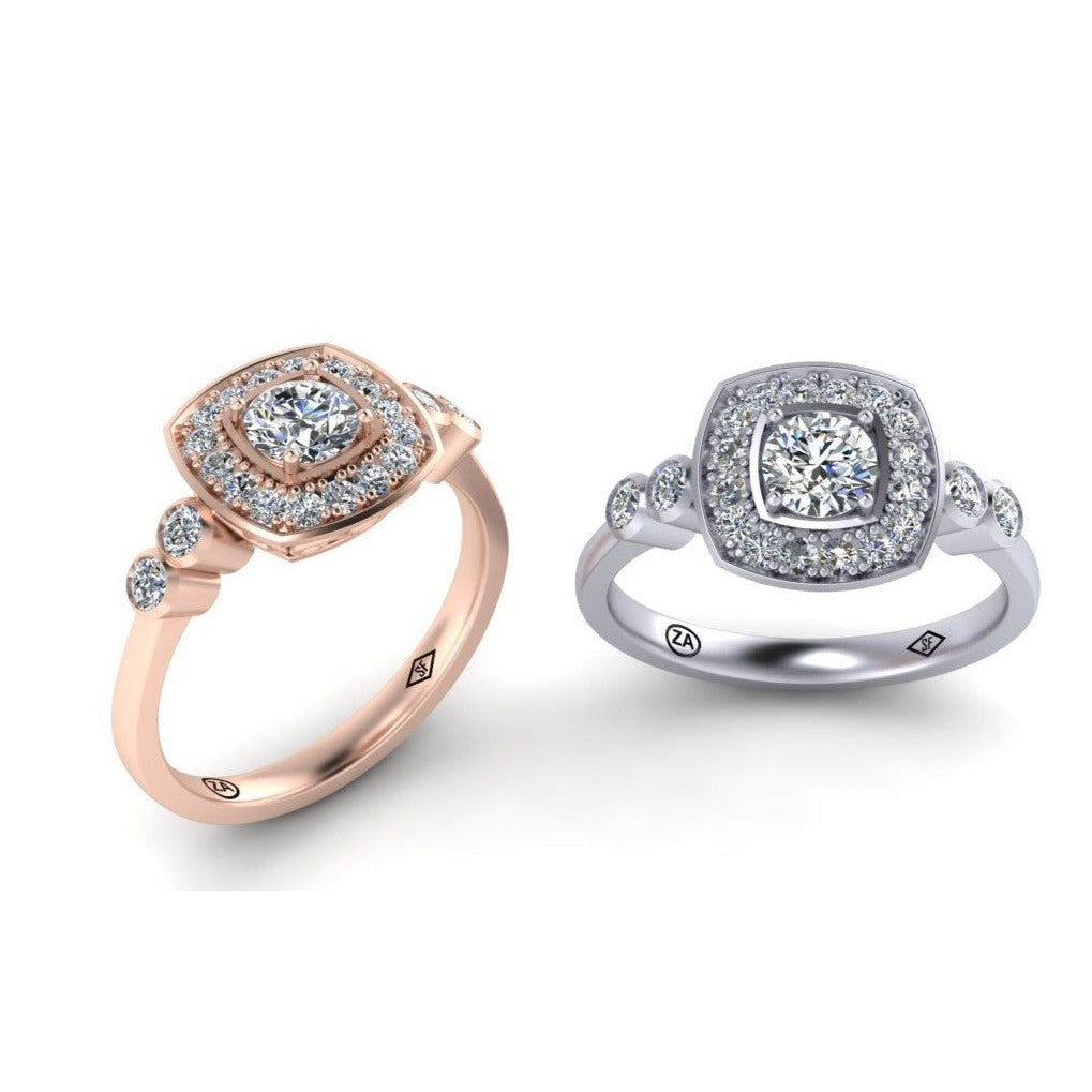 ANTIQUE TYPE DELICATE FILIGREE DIAMOND ENGAGEMENT RING GALLERY SCROLL WORK ON COLET-Sivana Diamonds